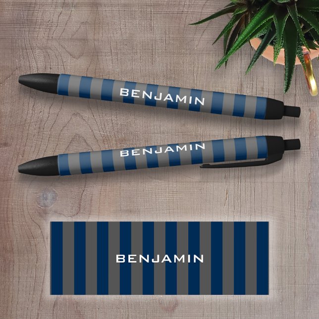 Caneta Preta Marinho Azul e Cinza Râguebi Número (Personalized Writing Pen )