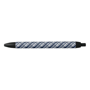 Caneta Preta Marinho de Ventilador Esportivo Xadrez Blue Silver