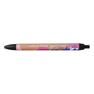Caneta Preta Marinho & fúcsia - Brushstrokes da aguarela - nom