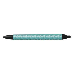 Caneta Preta Mármore Azul Claro Padrão Moderno Elegante