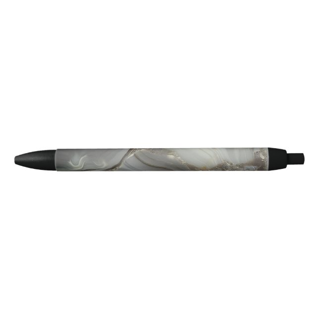 Caneta Preta Mármore Cinza com Veio de Ouro (Frente)