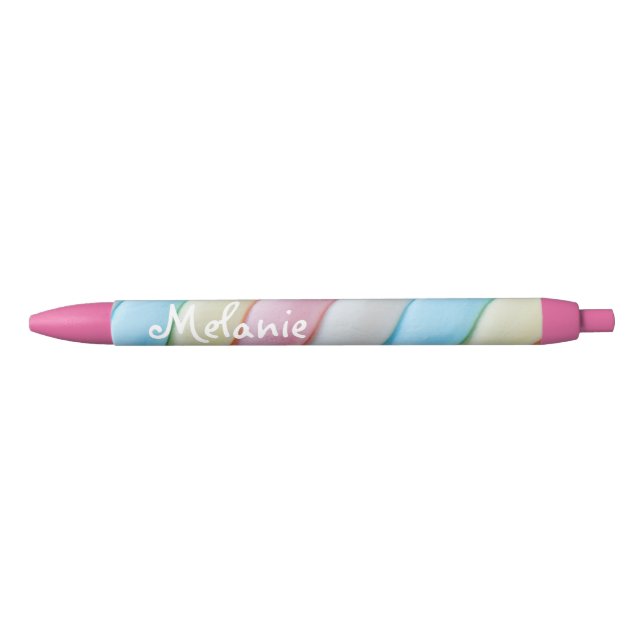 Caneta Preta Marshmallow Twist Pastel Candy Personalizado (Frente)