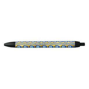 Caneta Preta Mau Padrão de olhos na textura do ouro