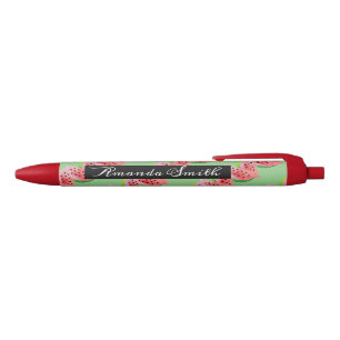 Caneta Preta Melão de Aguário Fruta Vermelha Verde