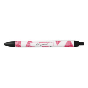 Caneta Preta Melancia Adorável em Aquarela