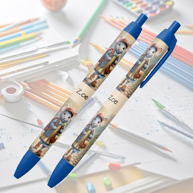 Caneta Preta Menina de rato bonita a caminho da escola, persona (Criador carregado)