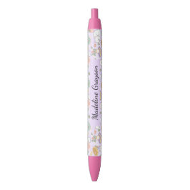 Caneta Preta Menina Xadrez Literária Roxa Fofa