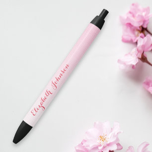 Caneta Preta Meninas do Padrão Rosa Chic Elegante Monogramado T