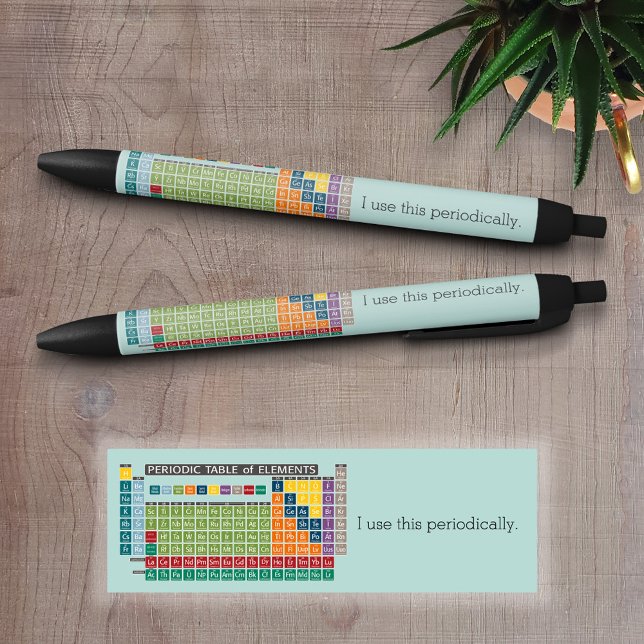 Caneta Preta Mesa Periódica Periódica de Elementos (Periodic Table of Elements on a writing pen)