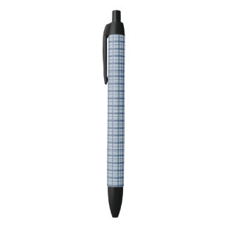 Caneta Preta Minimalist Blue Windowpane Plaid Satin Ribbon, Mod