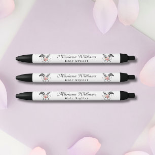 Caneta Preta moda floral Tesoura beleza salão de cabelo estilis