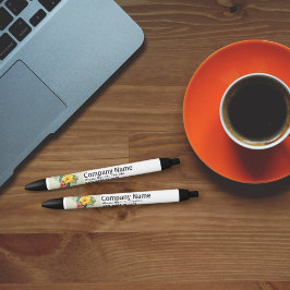 Caneta Preta Modelo de logotipo e texto da empresa promocional