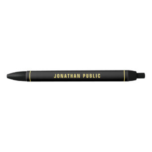 Caneta Preta Modelo Elegante Preto Simples Personalizado Nome D