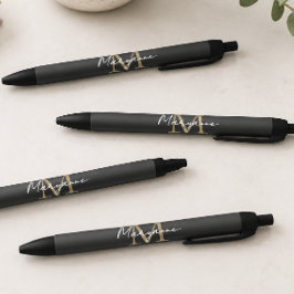 Caneta Preta Modern Monogram Black Gold
