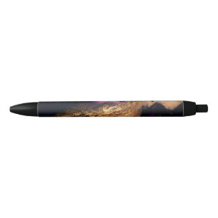 Caneta Preta Moderno Elegante Roxo Azul-marinho Preto Mármore Á