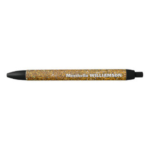 Caneta Preta Moderno Personalizado GELO DOURADO Sparkly