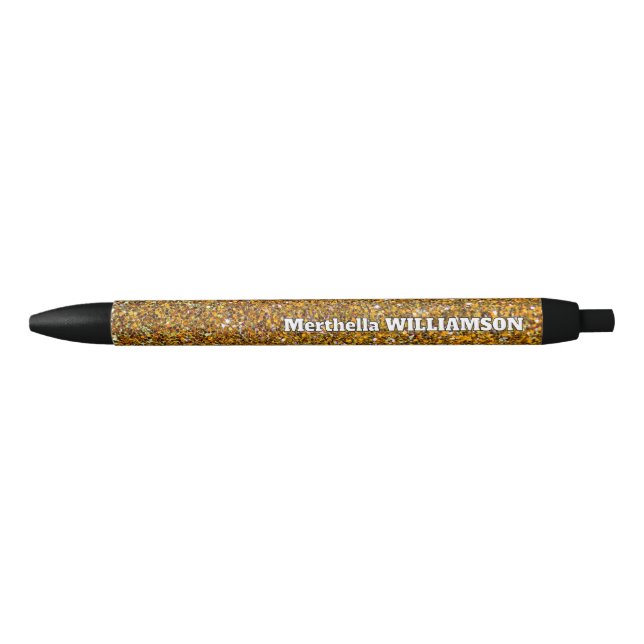 Caneta Preta Moderno Personalizado GELO DOURADO Sparkly (Frente)