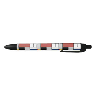 Caneta Preta Mondrian Painting Red Plane Yellow Black Cinza Blu