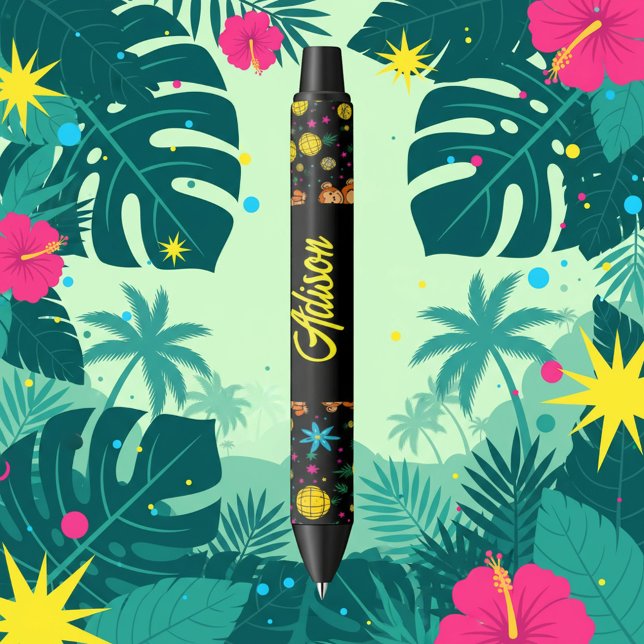 Caneta Preta Monkey Business Pattern (Criador carregado)