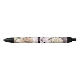 Caneta Preta Monogram lace floral purple roses lavender lilies 