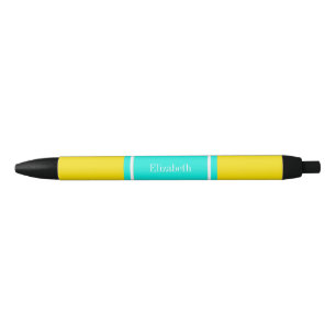 Caneta Preta Monograma amarelo, brilhante contínuo do nome da
