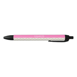 Caneta Preta Monograma bege do nome do rosa quente do Lg
