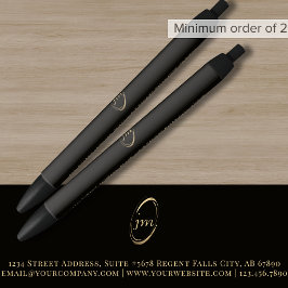Caneta Preta Monograma Black Gold Script