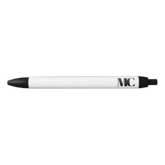 Caneta Preta Monograma Branco Preto Monogramado Elegante Modern