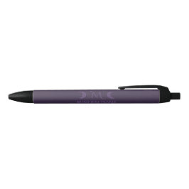 Caneta Preta Monograma das luas violetas empoeiradas