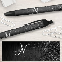 Monograma de brilho preto personalizado