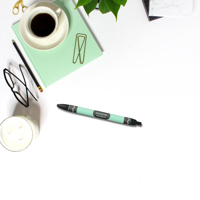 Caneta Preta Monograma de Quebra Crayon de Cor Aquamarina (Criador carregado)