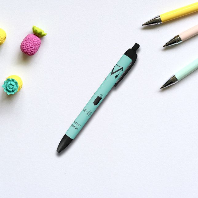 Caneta Preta Monograma de Vida Escrupulosa de Enfermeira Person (Criador carregado)