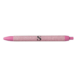 Caneta Preta Monograma Dourado de Rosa