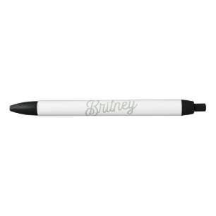 Caneta Preta Monograma e Nome Personalizados Verde do Modern Sa