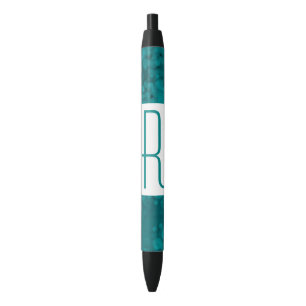 Caneta Preta Monograma Espetado em Teal