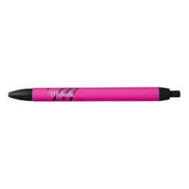 Caneta Preta Monograma inicial minimalista moderno nome rosa qu