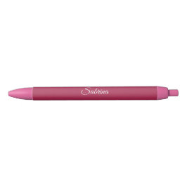Caneta Preta Monograma minimalista rosa cereja