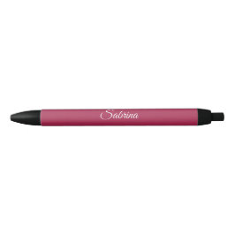 Caneta Preta Monograma minimalista rosa cereja