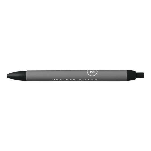 Caneta Preta Monograma moderno minimalista (Frente)