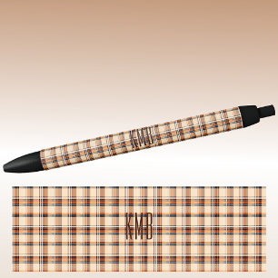Caneta Preta Monograma Padrão Xadrez Outono-Inverno Tinta