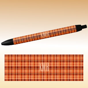 Caneta Preta Monograma Padrão Xadrez Outono-Inverno Tinta