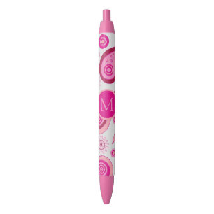 Caneta Preta Monograma Pink Paisley Fofo
