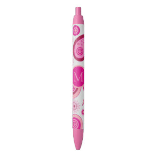 Caneta Preta Monograma Pink Paisley Fofo