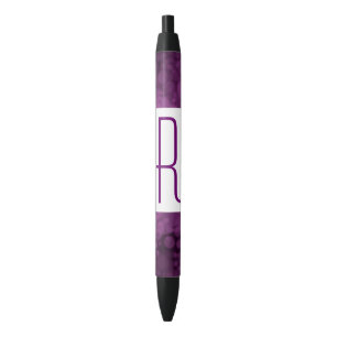 Caneta Preta Monograma Roxo Espetado