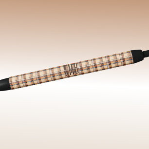 Caneta Preta Monograma Tinta Padrão de Xadrez de outono