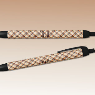 Caneta Preta Monograma Xadrez Diagonal de Verão-Outono Tinta