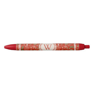 Caneta Preta Monogramas Woodlands Red