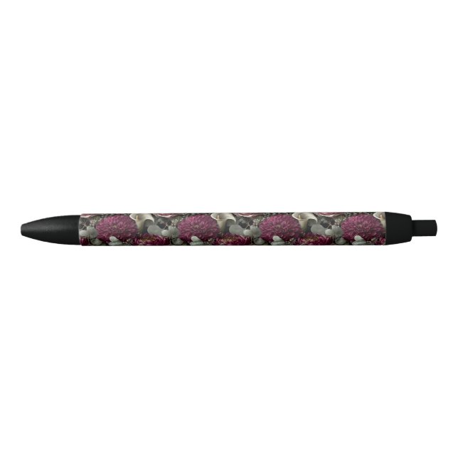 Caneta Preta Moody Floral Pattern with Dahlias and Calla Lilies (Frente)