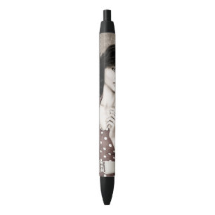 Caneta Preta Mulher Vintage