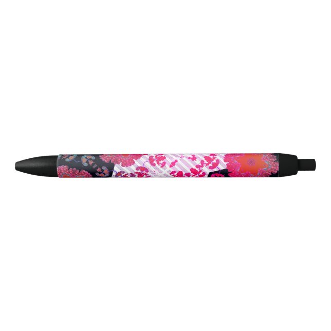 Caneta Preta Música de Simetria Rosa Abstrata (Frente)